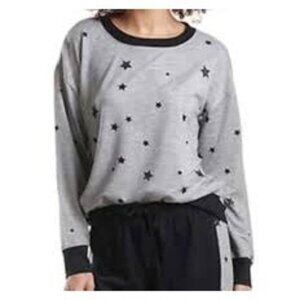 Splendid Womens Gray Black Star Print Sweatshirt Large